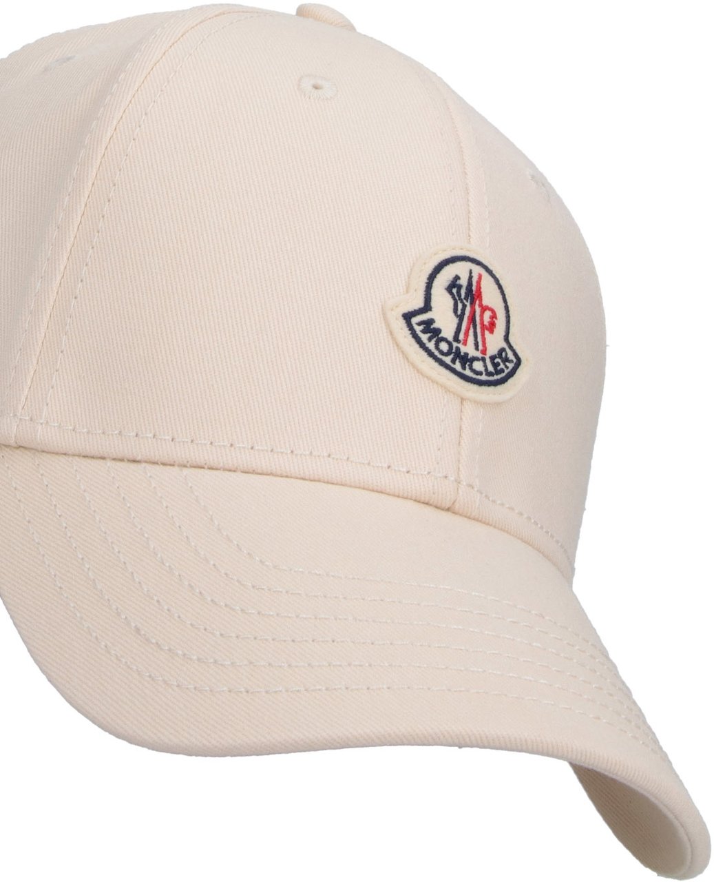 Moncler Cream Cotton Baseball Cap Multicolor Logo Neutraal