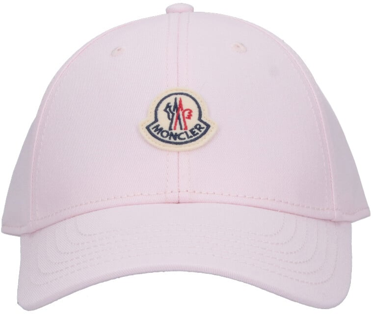 Moncler Pink Curved Visor Cotton Baseball Cap Roze
