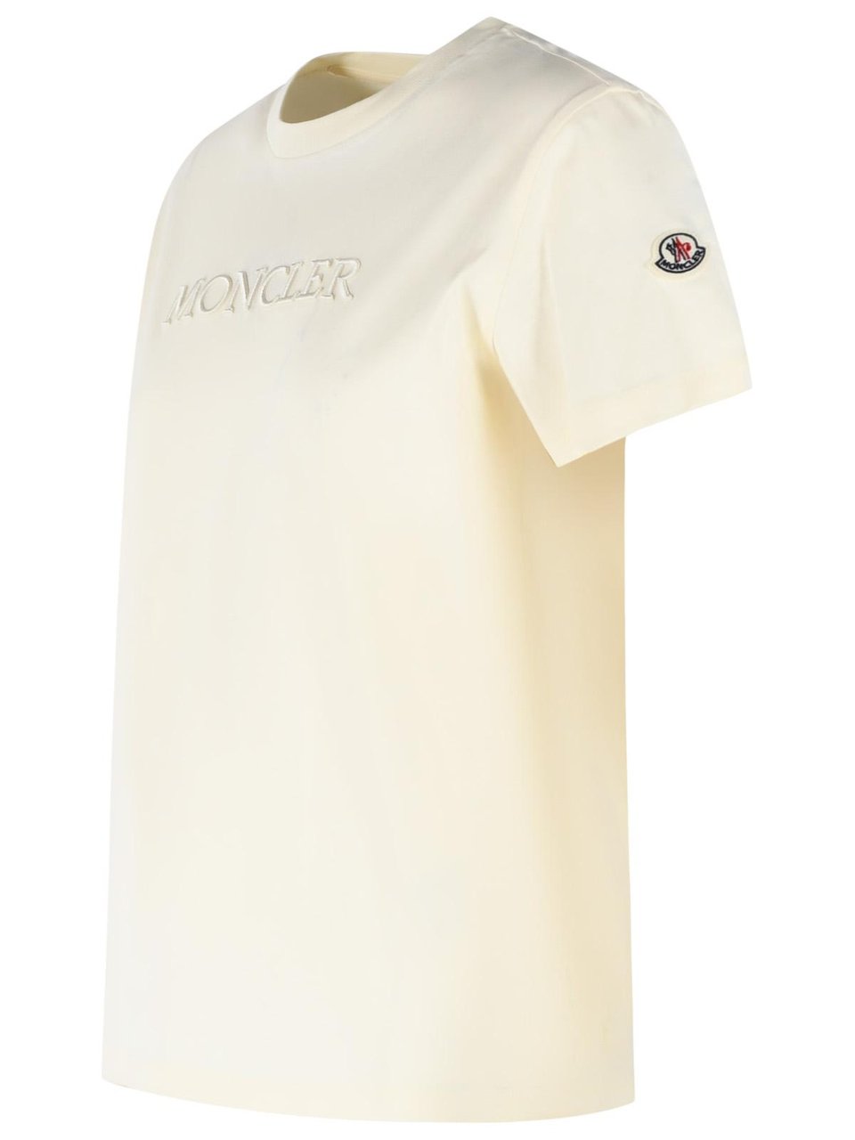 Moncler Ivory Cotton T-Shirt Neutraal