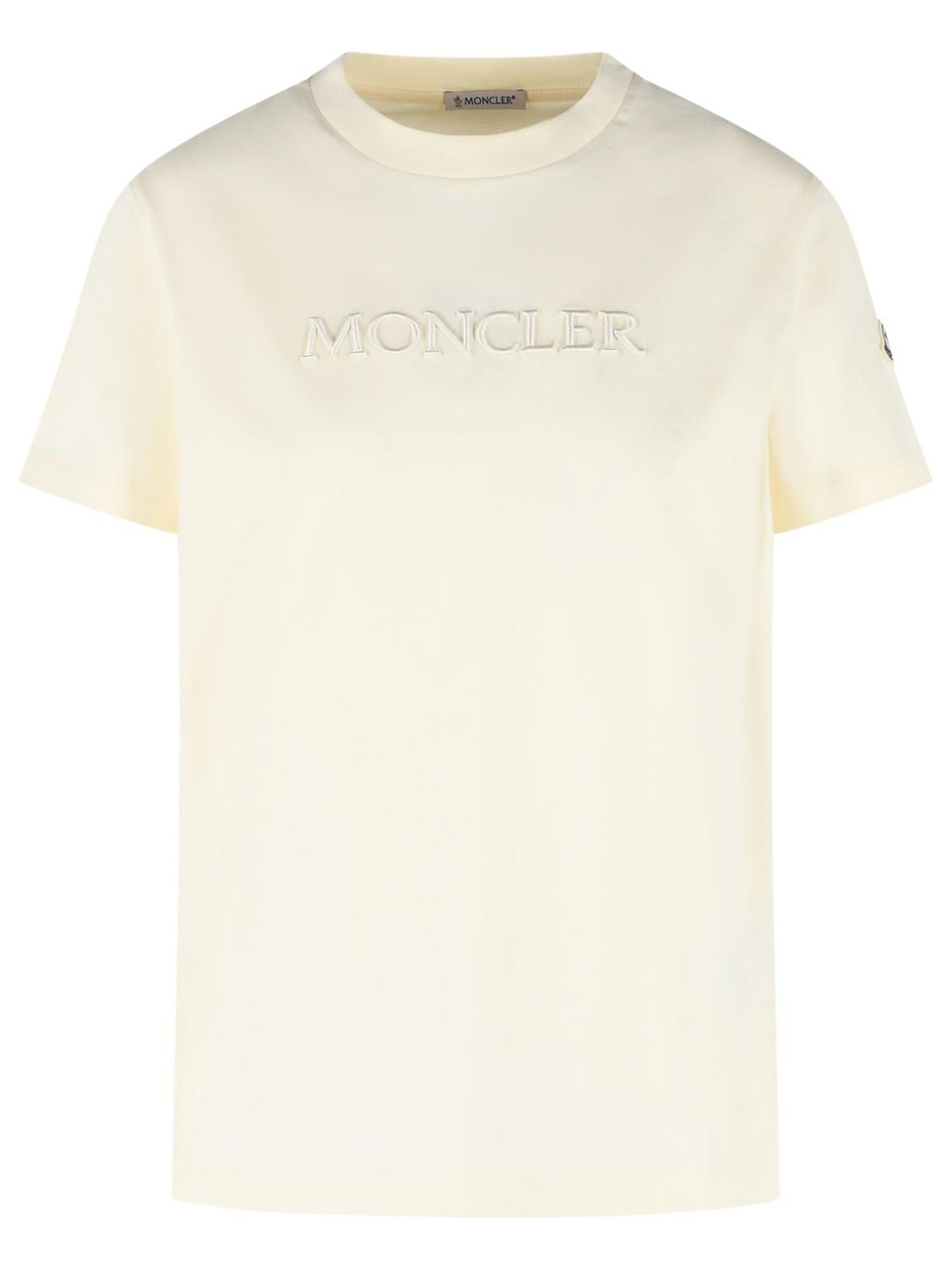 Moncler Ivory Cotton T-Shirt Neutraal