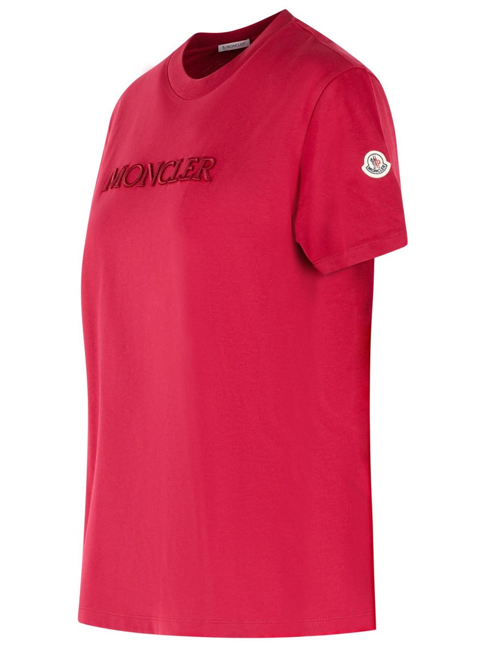 Moncler Cherry Pink Cotton T-Shirt Rood