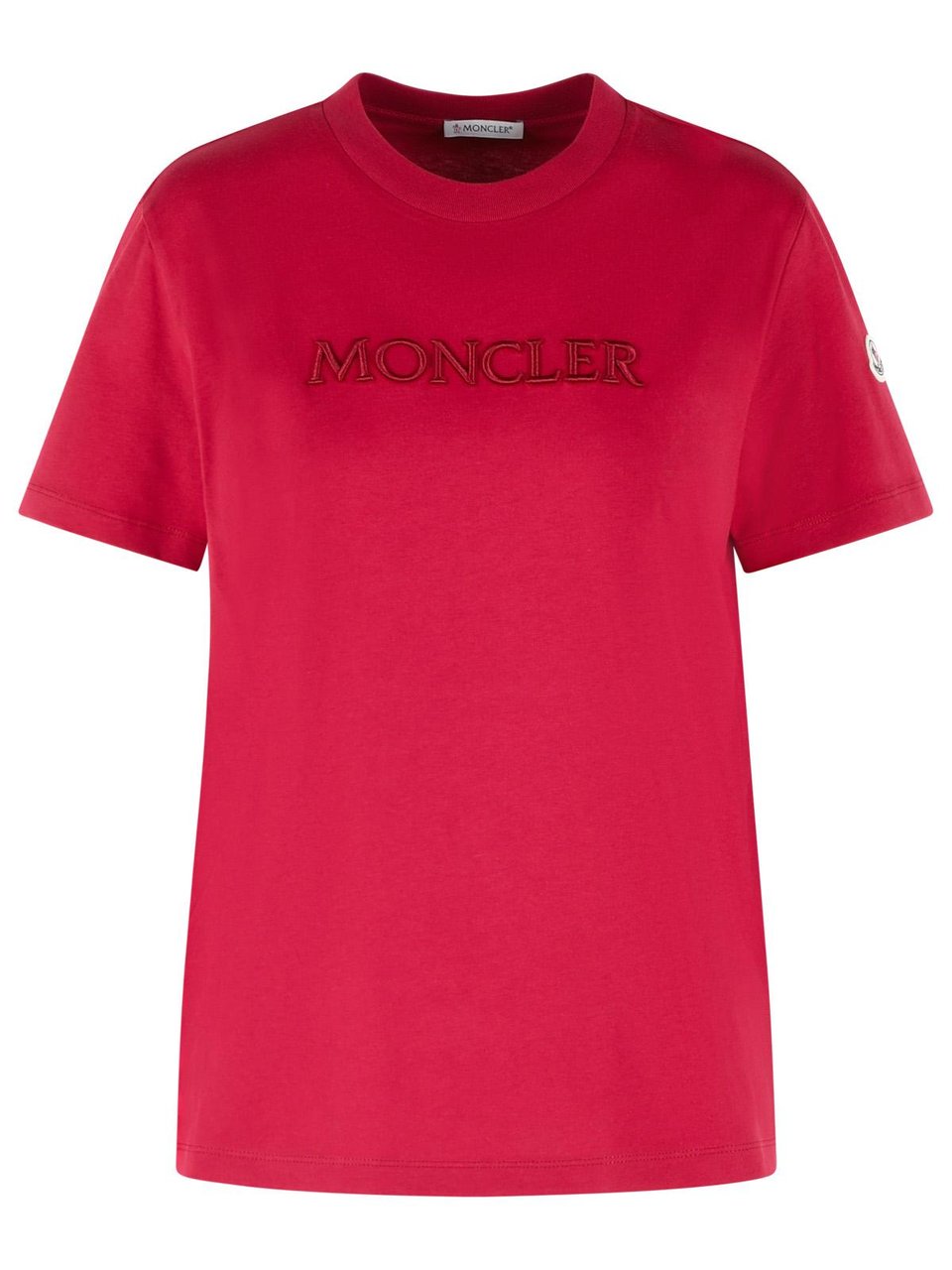 Moncler Cherry Pink Cotton T-Shirt Rood