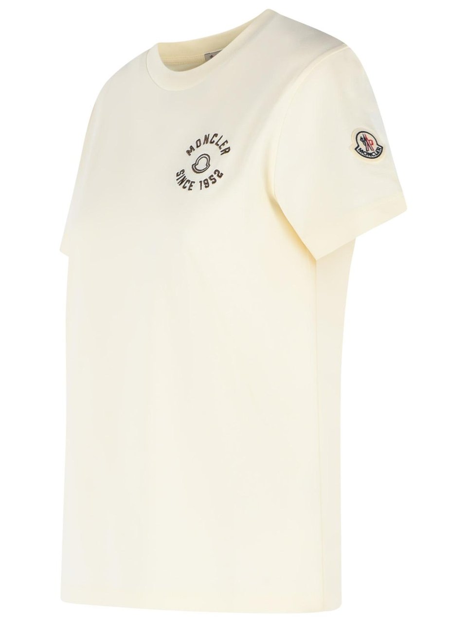 Moncler Cream Cotton T-Shirt Neutraal
