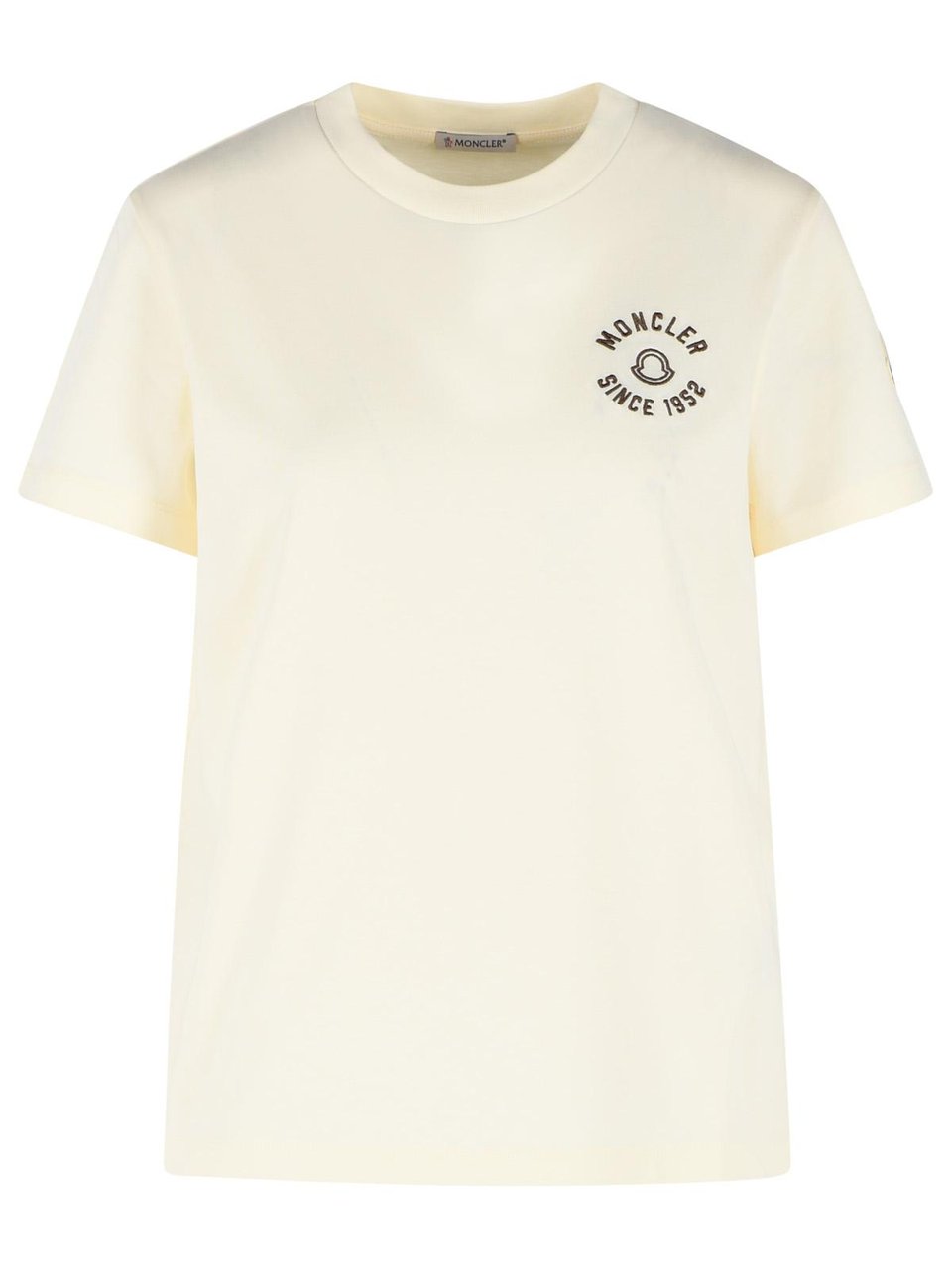 Moncler Cream Cotton T-Shirt Neutraal