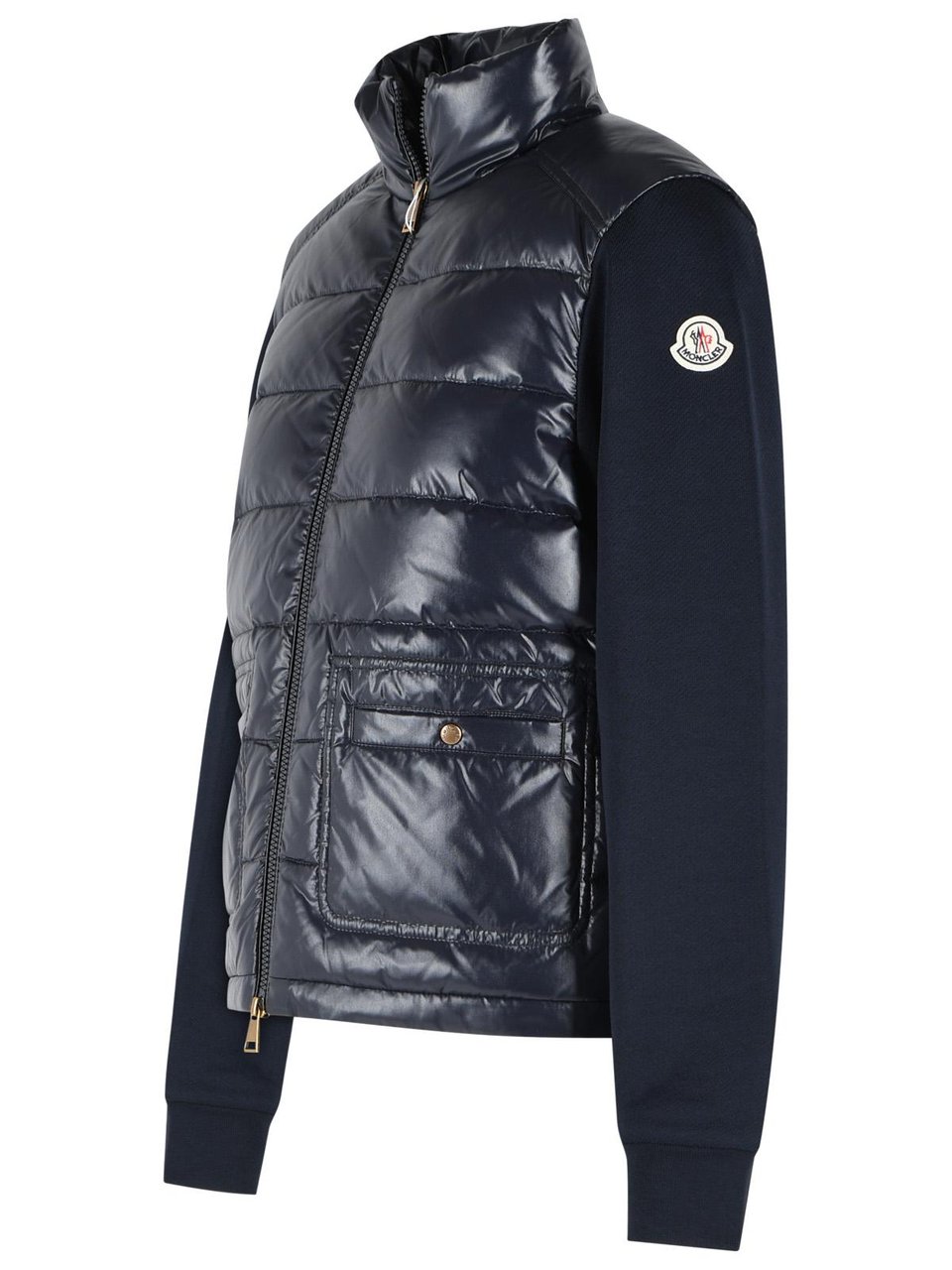 Moncler Blue Cotton Blend Padded Sweater Zwart