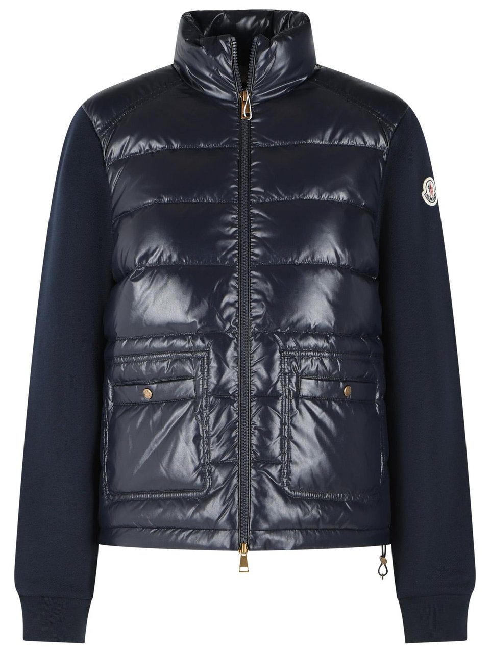Moncler Blue Cotton Blend Padded Sweater Zwart