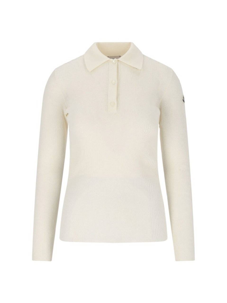 Moncler Ribbed Cotton-Blend Moncler Top With Classic Collar Neutraal