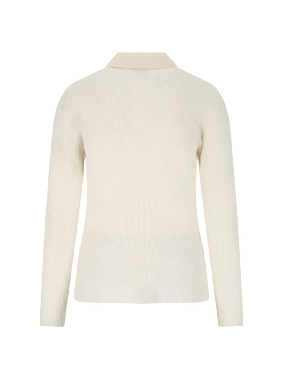 Moncler Ribbed Cotton-Blend Moncler Top With Classic Collar Neutraal