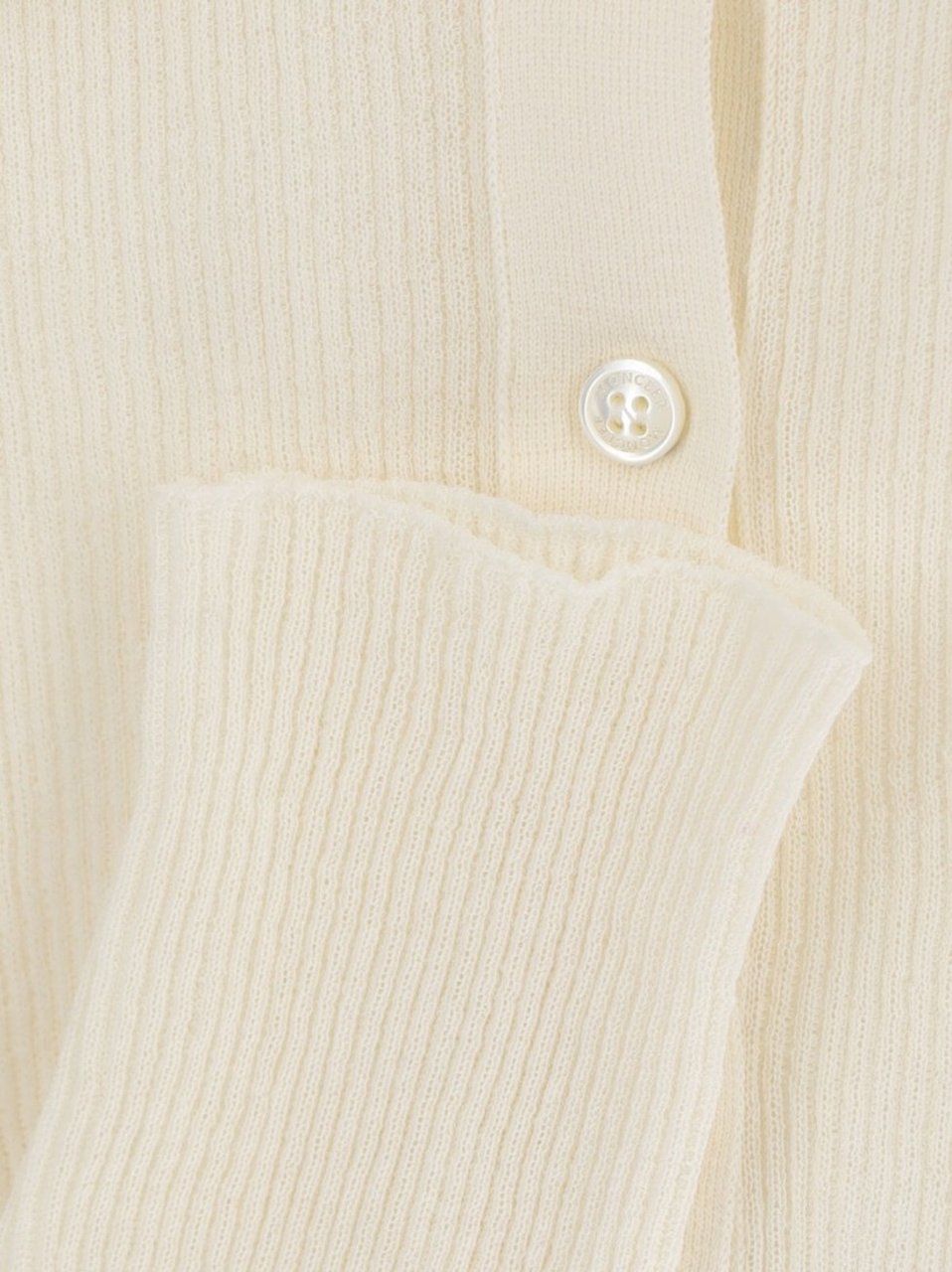 Moncler Ribbed Cotton-Blend Moncler Top With Classic Collar Neutraal