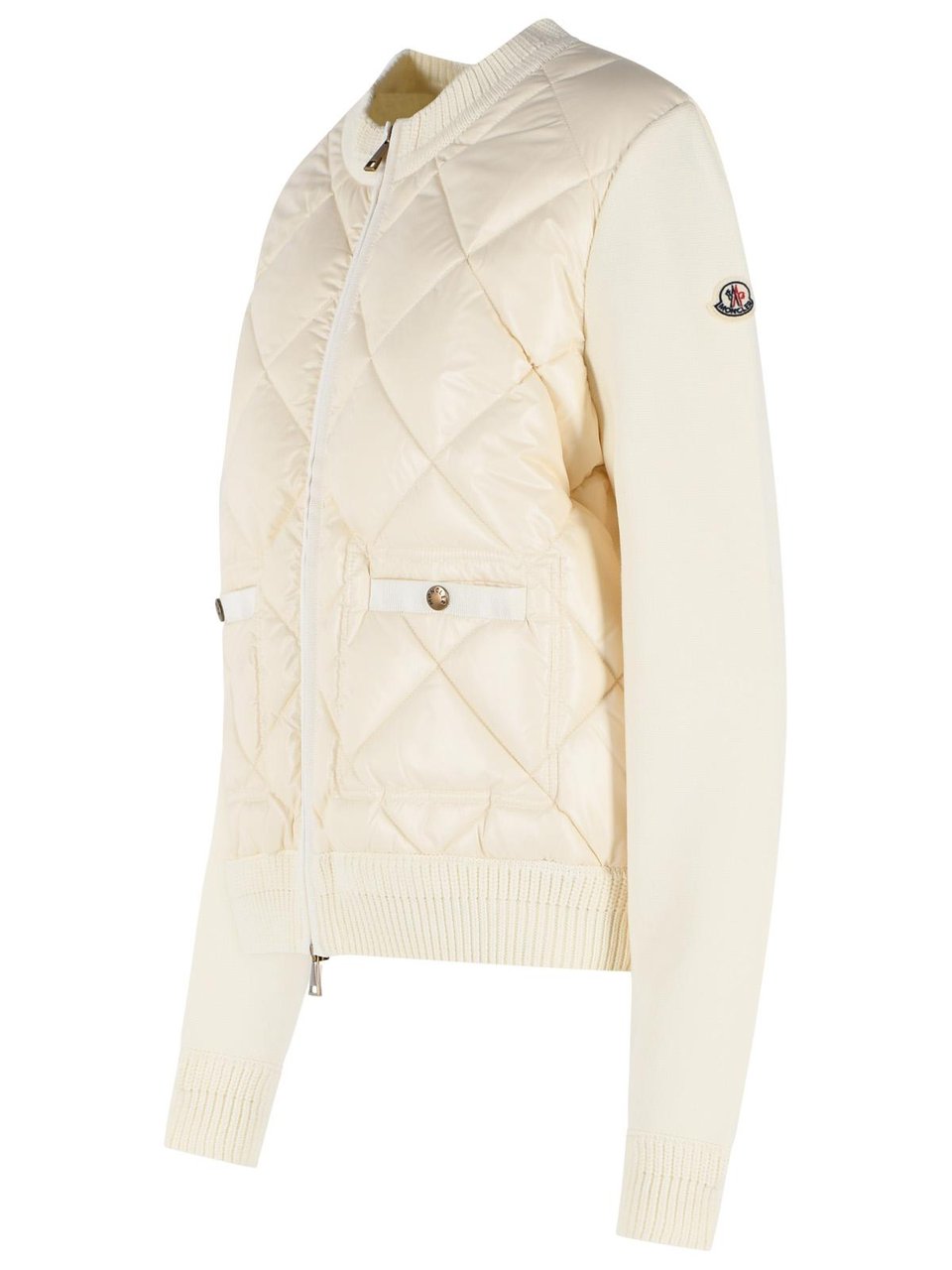 Moncler 'Tricot' Cream Cotton Cardigan Neutraal