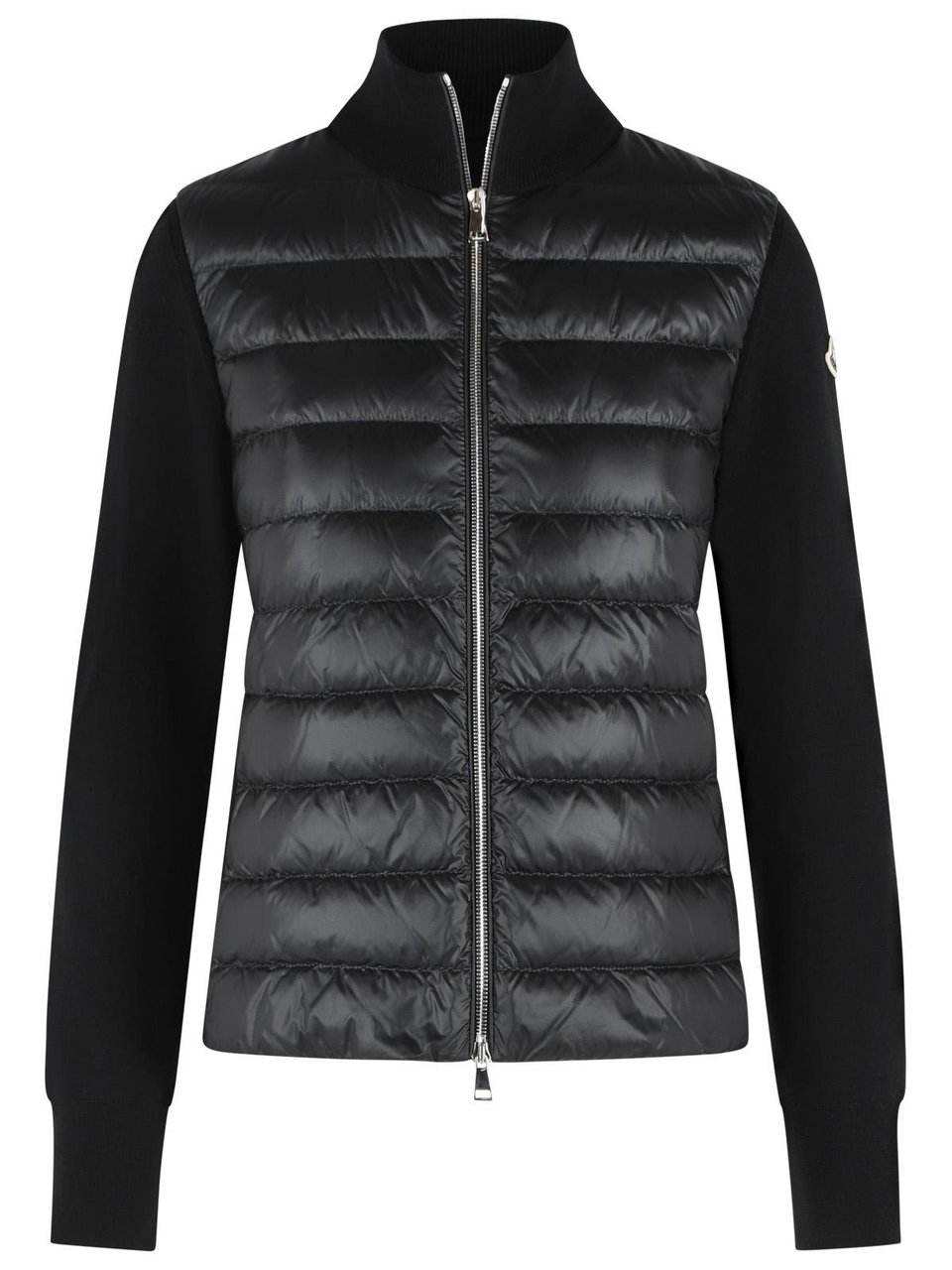 Moncler 'Tricot' Black Virgin Wool Cardigan Zwart