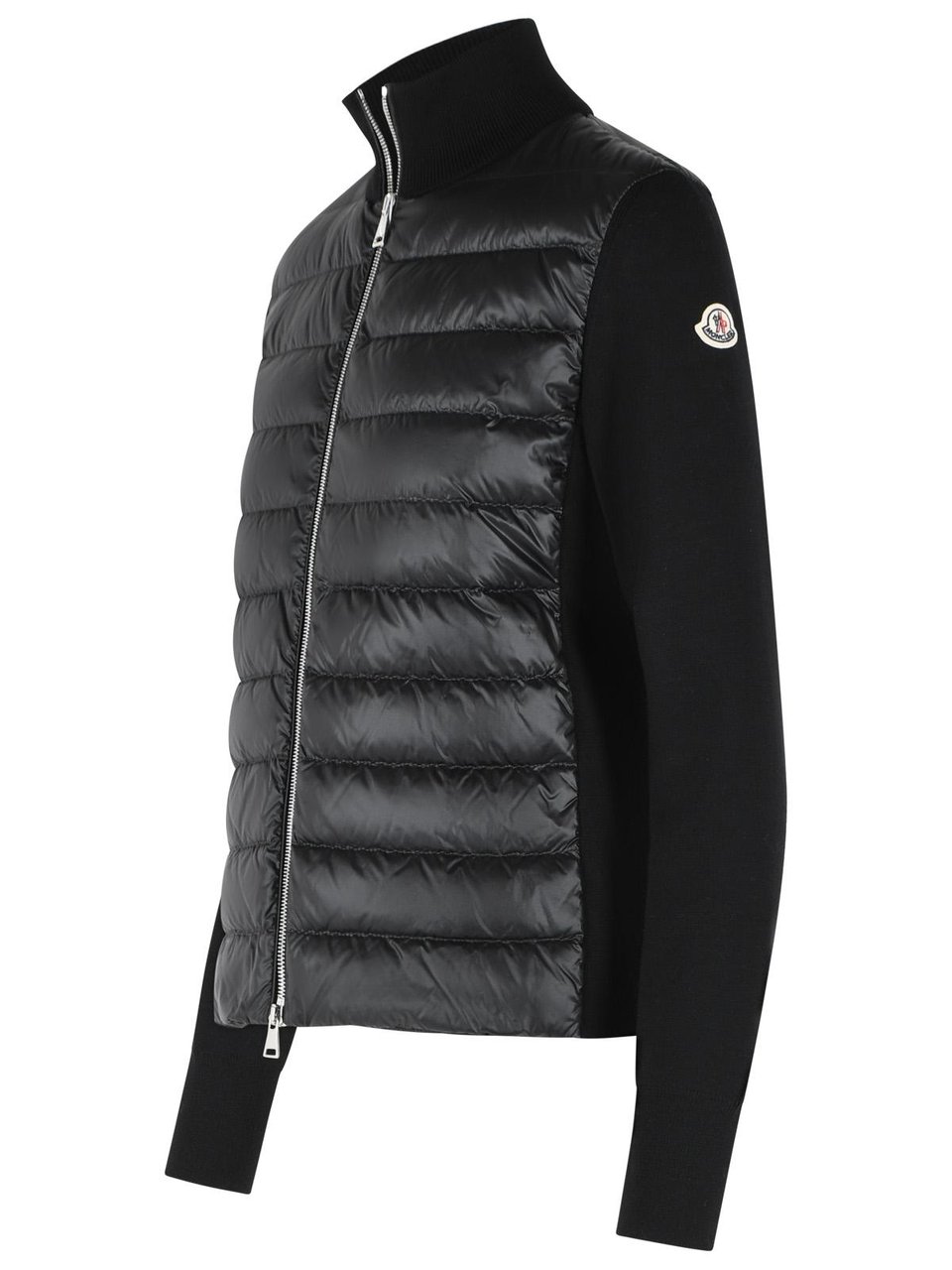 Moncler 'Tricot' Black Virgin Wool Cardigan Zwart