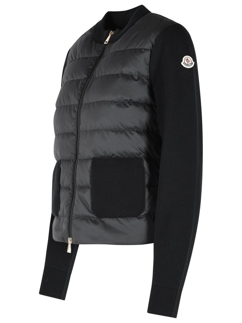 Moncler 'Tricot' Black Virgin Wool Cardigan Zwart