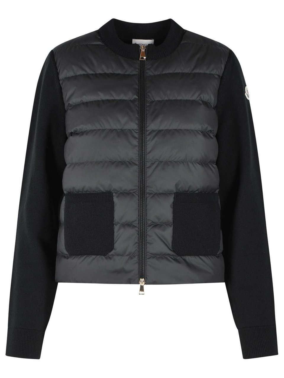 Moncler 'Tricot' Black Virgin Wool Cardigan Zwart