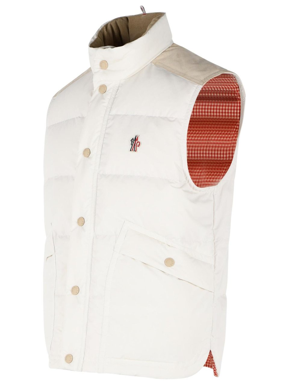 Moncler 'Scais' White Polyester Feather Padded Vest Wit