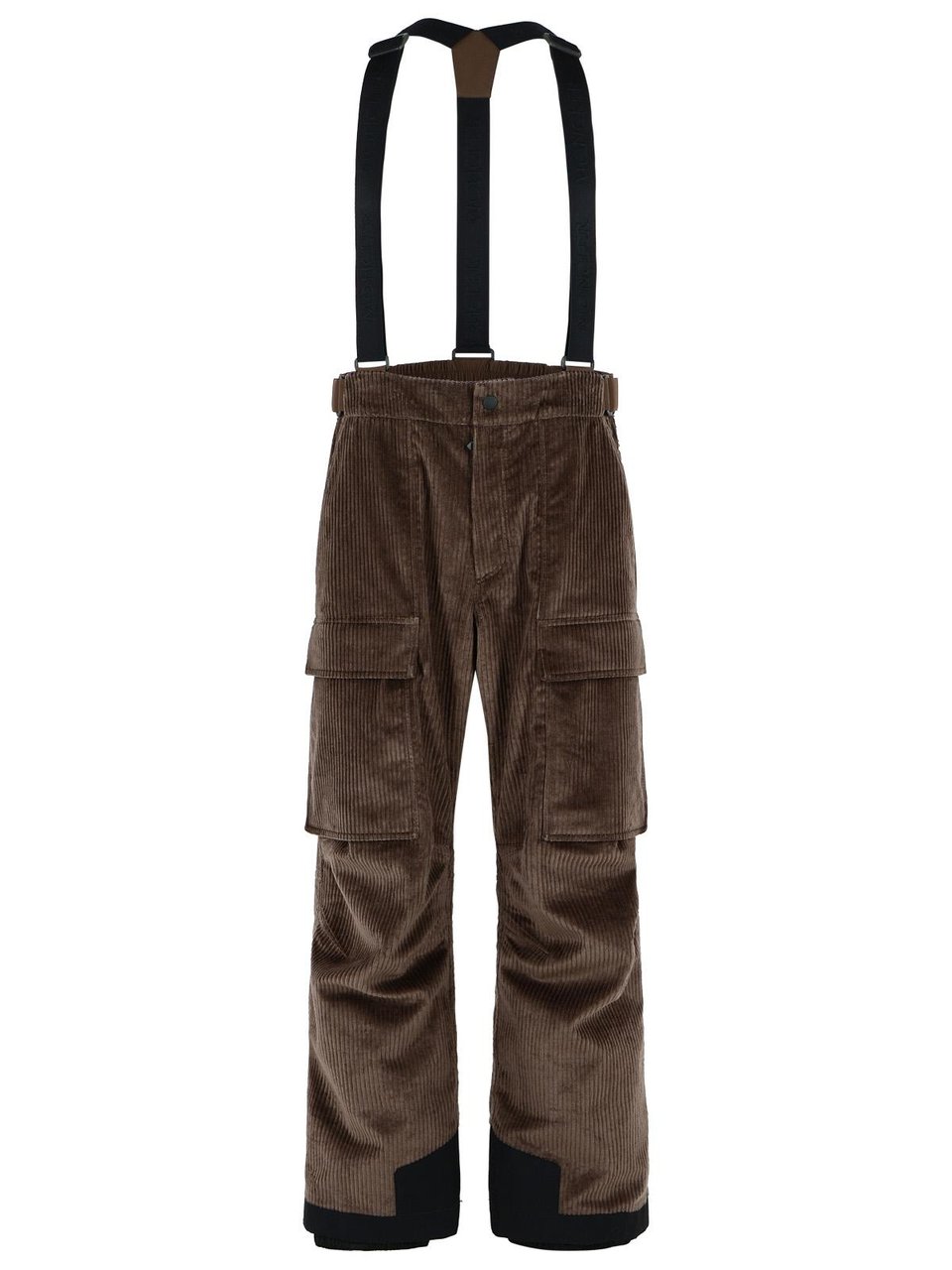 Moncler Brown Corduroy Padded Ski Overalls Zwart