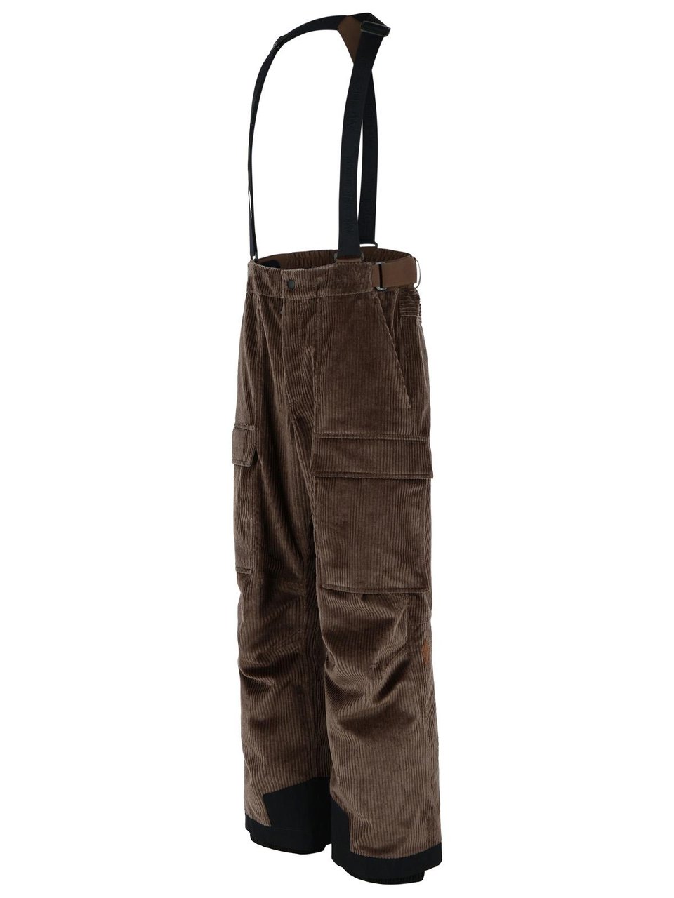 Moncler Brown Corduroy Padded Ski Overalls Zwart