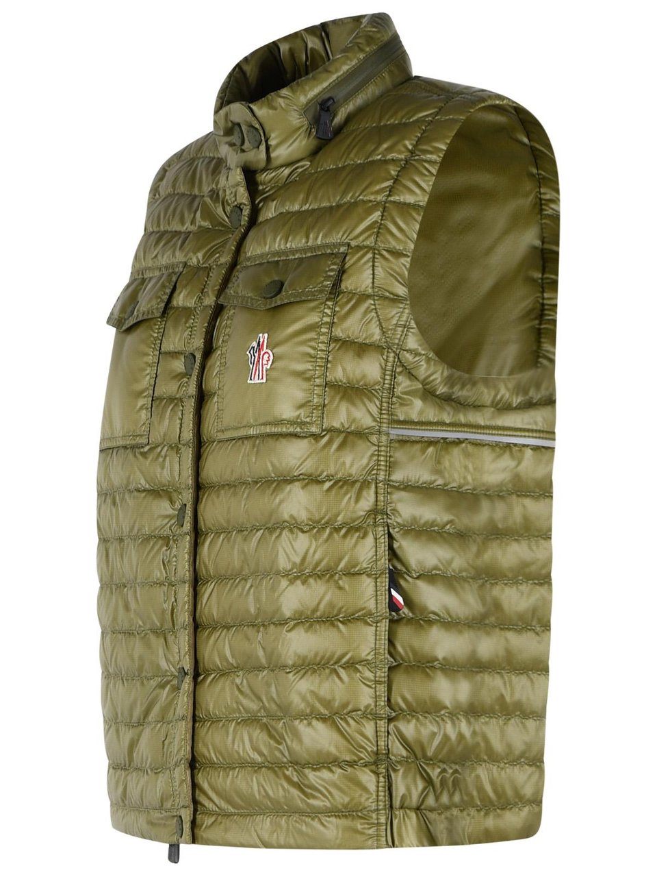 Moncler 'Gumiane' Padded Vest With Green Polyamide Hood Bruin