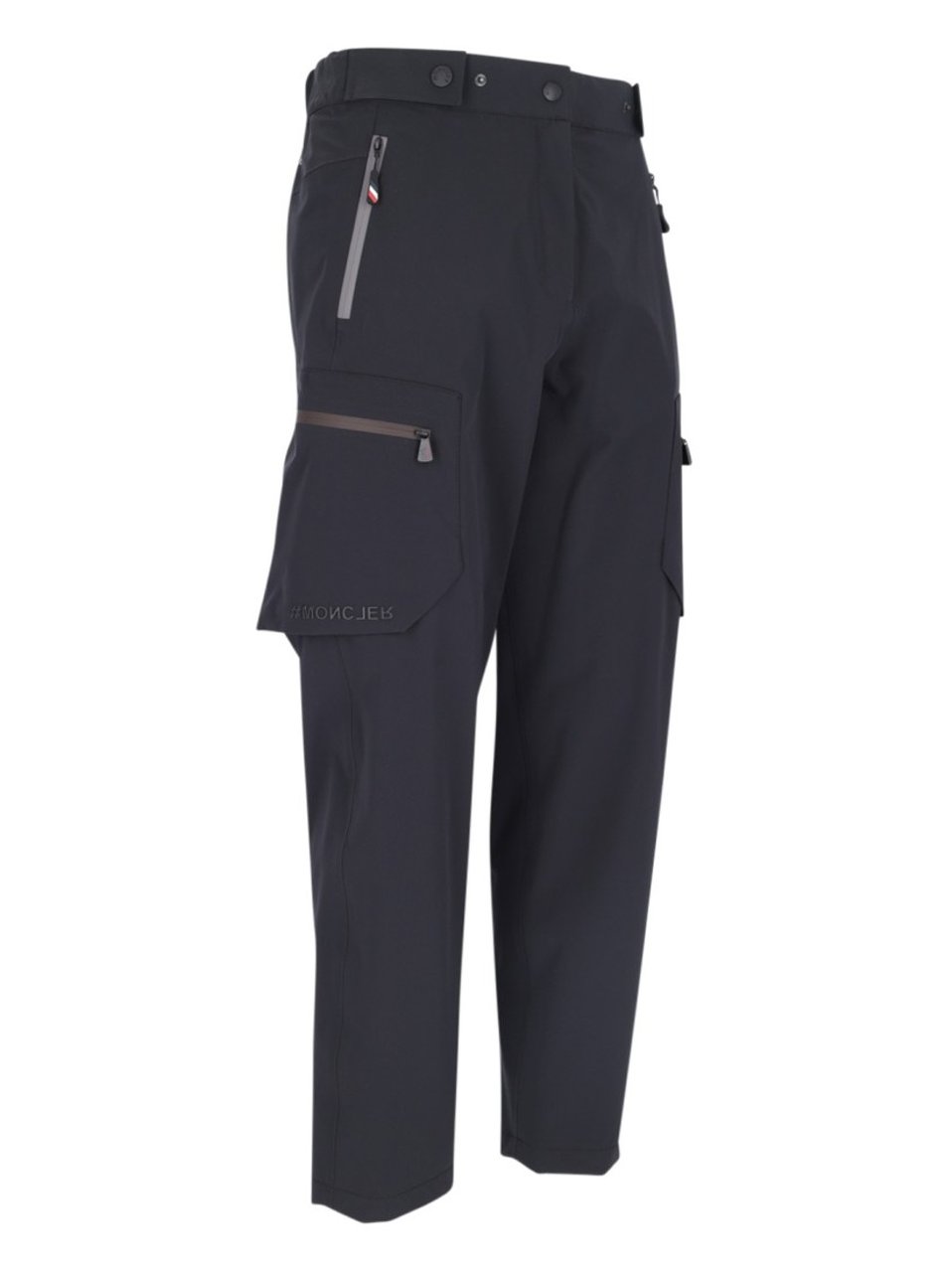 Moncler Wide Multi-Pocket Trousers In Black Stretch Nylon Zwart