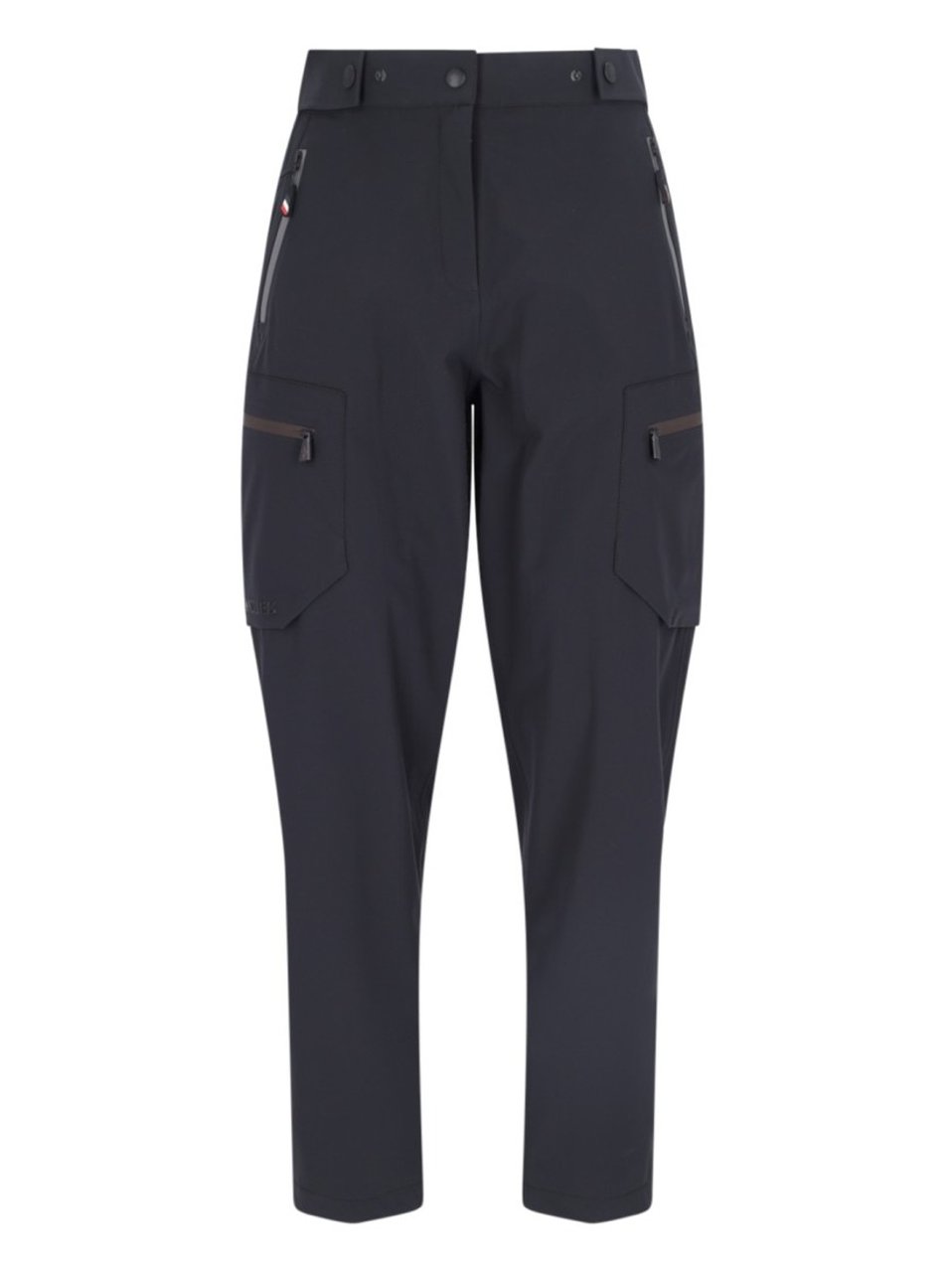Moncler Wide Multi-Pocket Trousers In Black Stretch Nylon Zwart