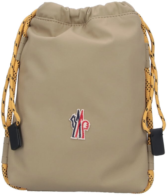 Moncler Beige Makaio Drawstring Fabric Shoulder Bag Neutraal