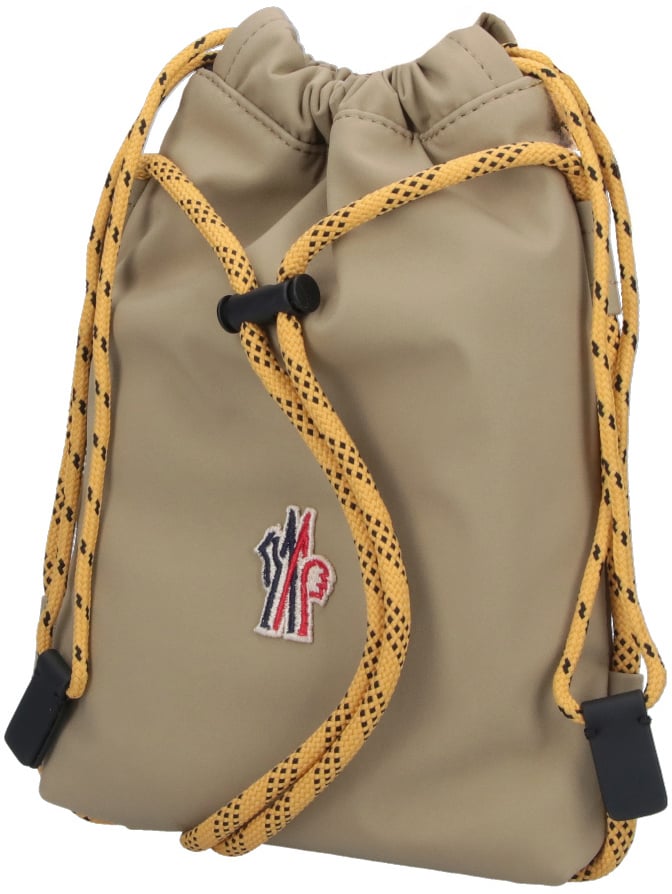 Moncler Beige Makaio Drawstring Fabric Shoulder Bag Neutraal