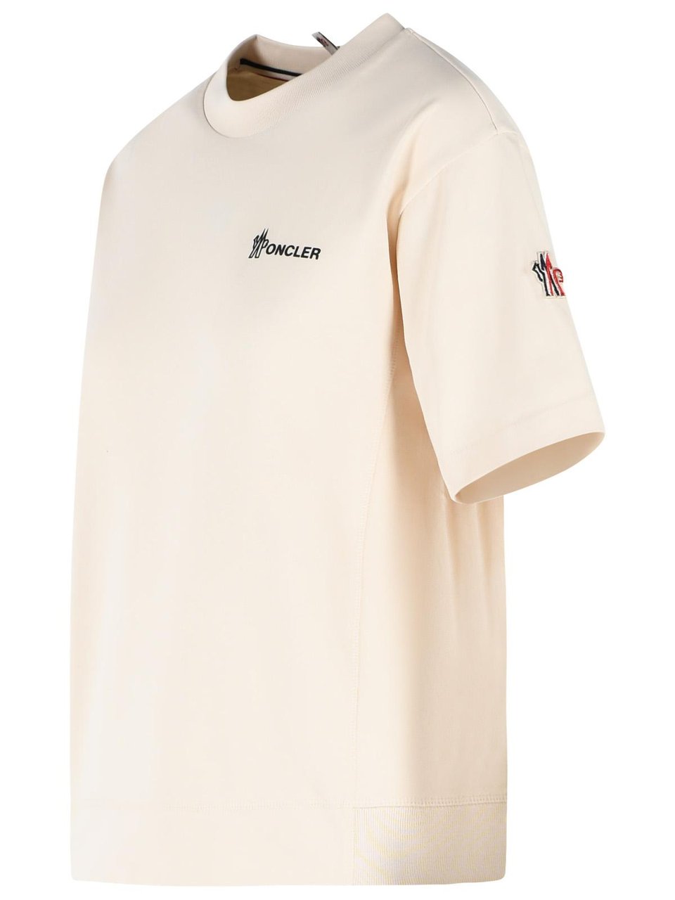 Moncler Ivory White Cotton T-Shirt Neutraal