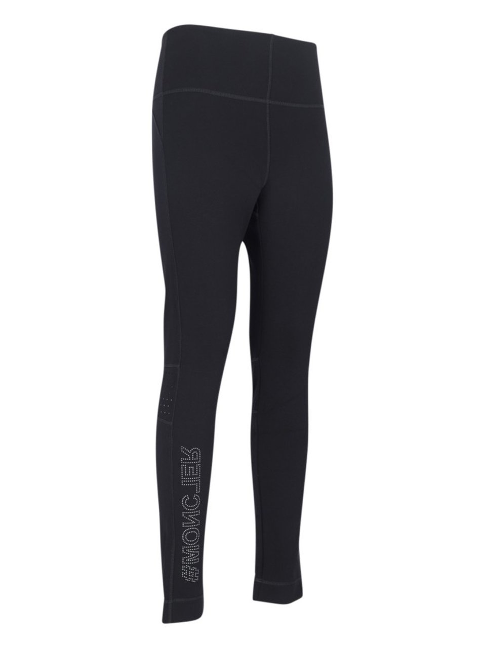 Moncler Studded Leggings In Black Stretch Nylon Zwart