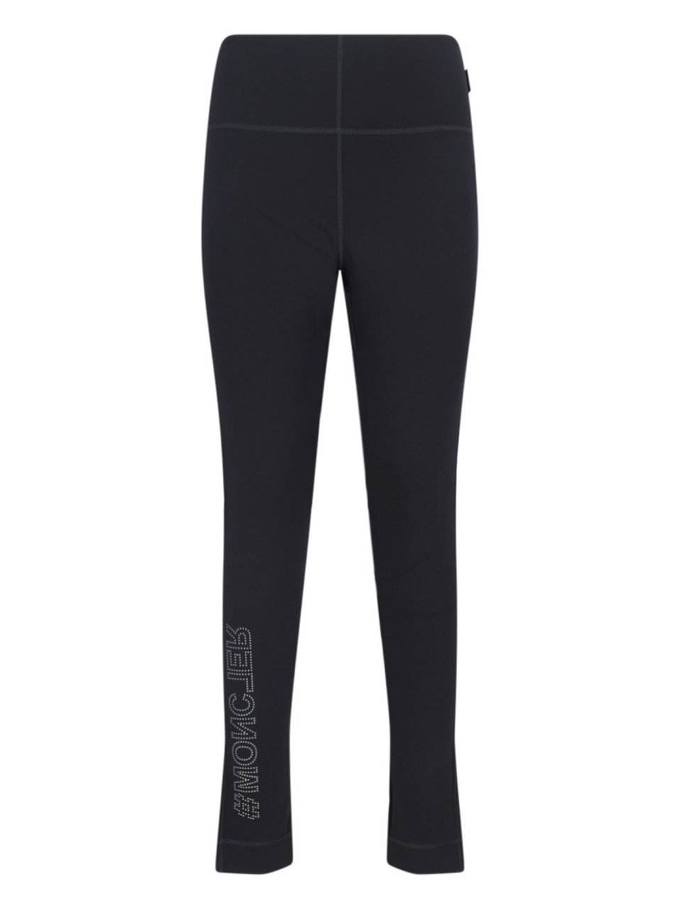 Moncler Studded Leggings In Black Stretch Nylon Zwart