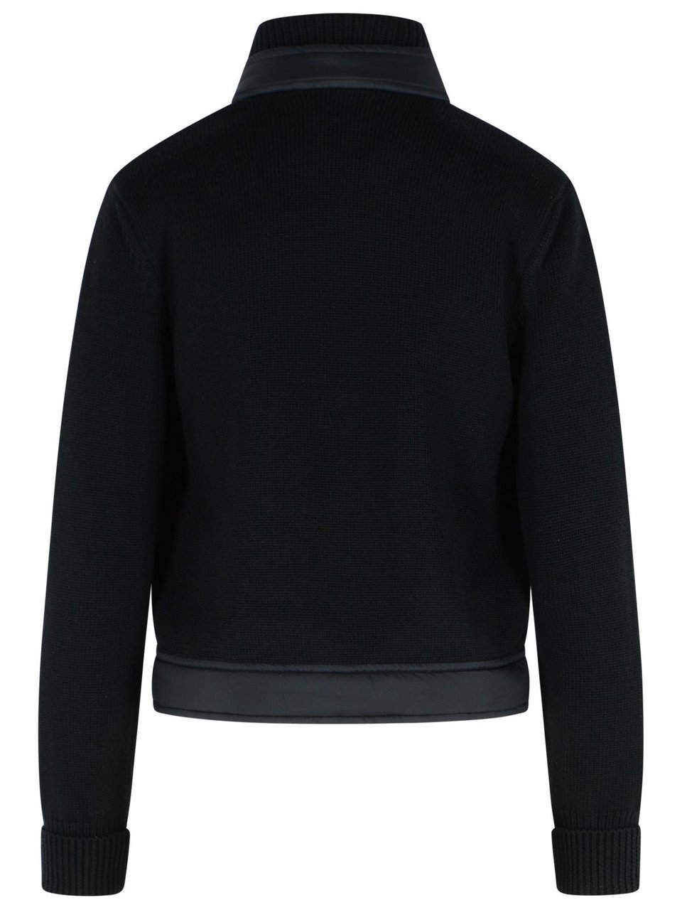 Moncler Black Virgin Wool Padded Cardigan Zwart