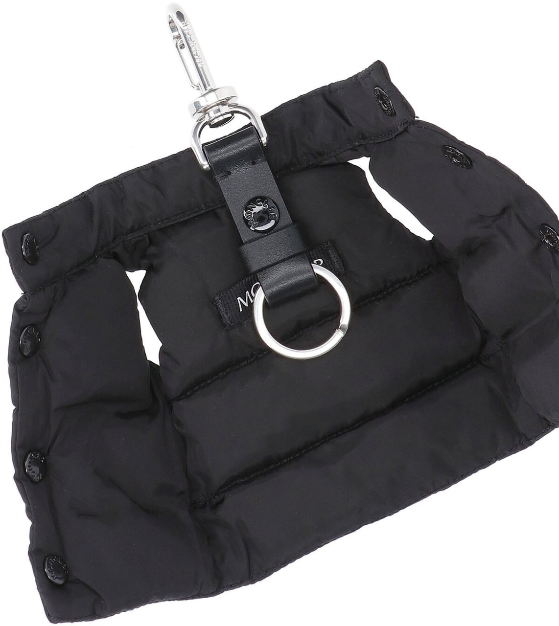 Moncler Black Mini Padded Vest-Shaped Keychain Zwart