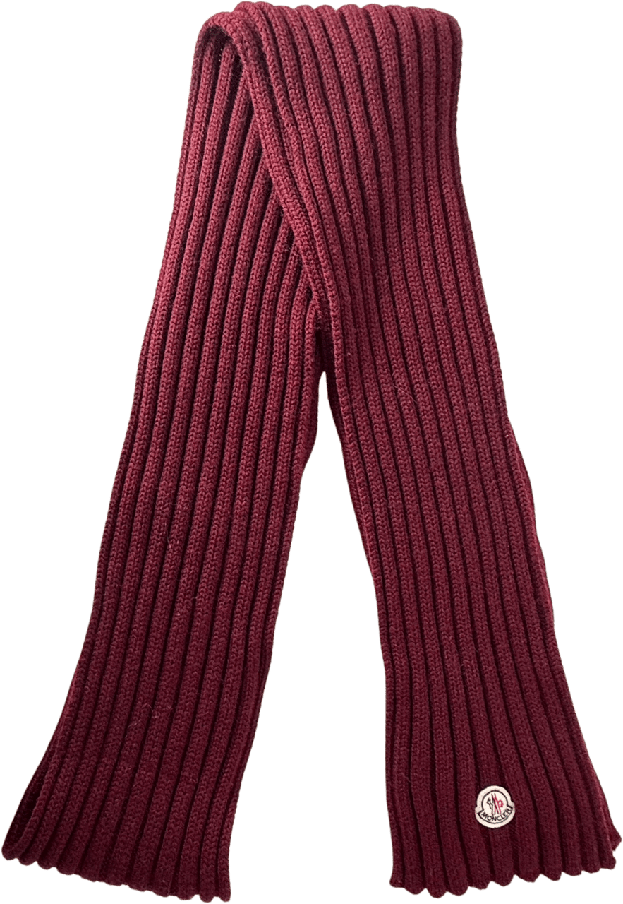 Moncler Moncler gerippter Strickschal aus Wolle Weinrot / sehr gut Rood