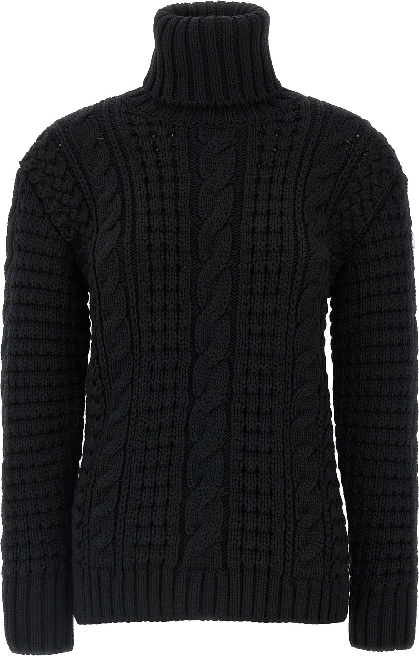 MONCLER GENIUS Black Virgin Wool Cardigan Zwart