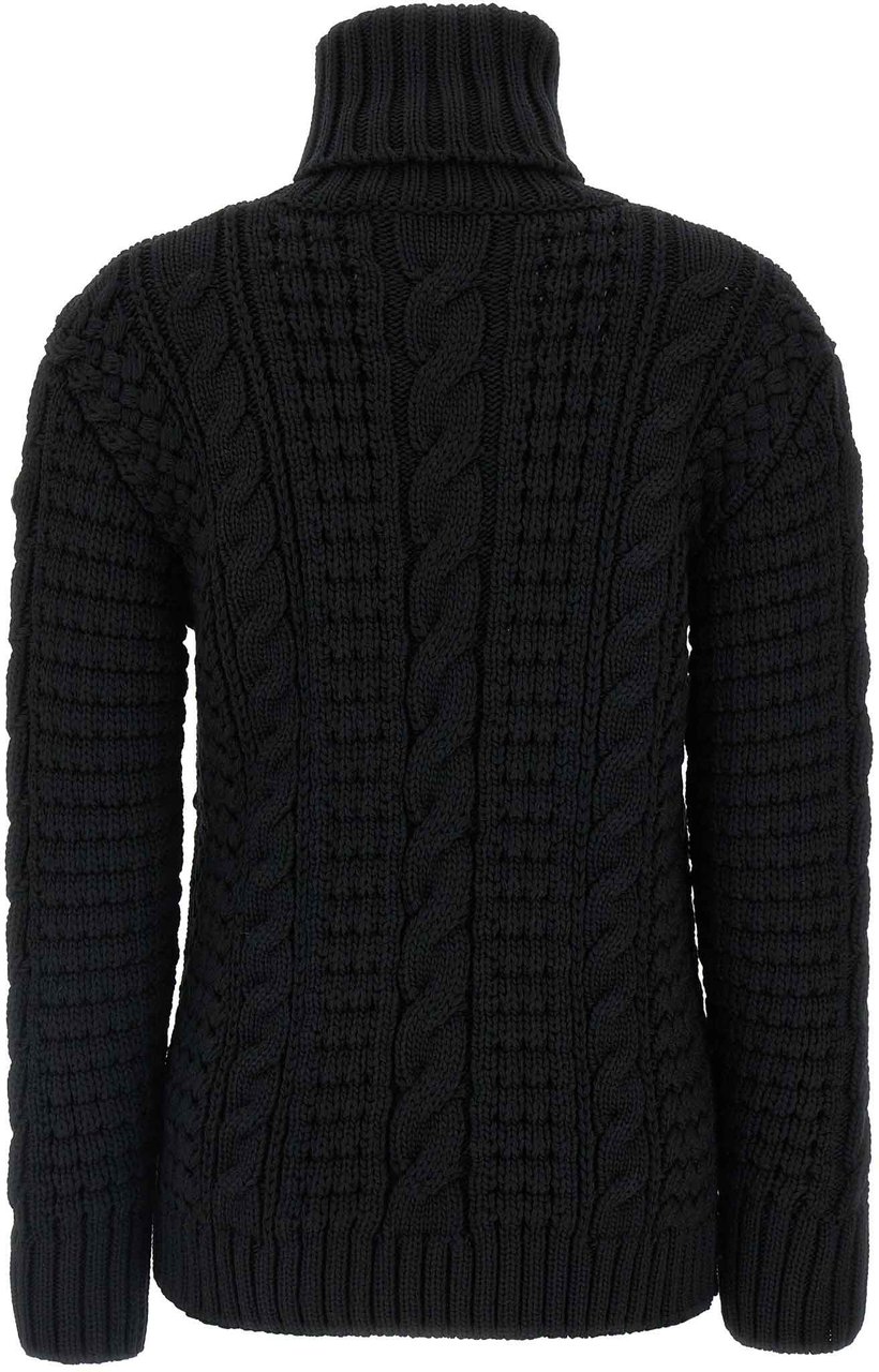 MONCLER GENIUS Black Virgin Wool Cardigan Zwart