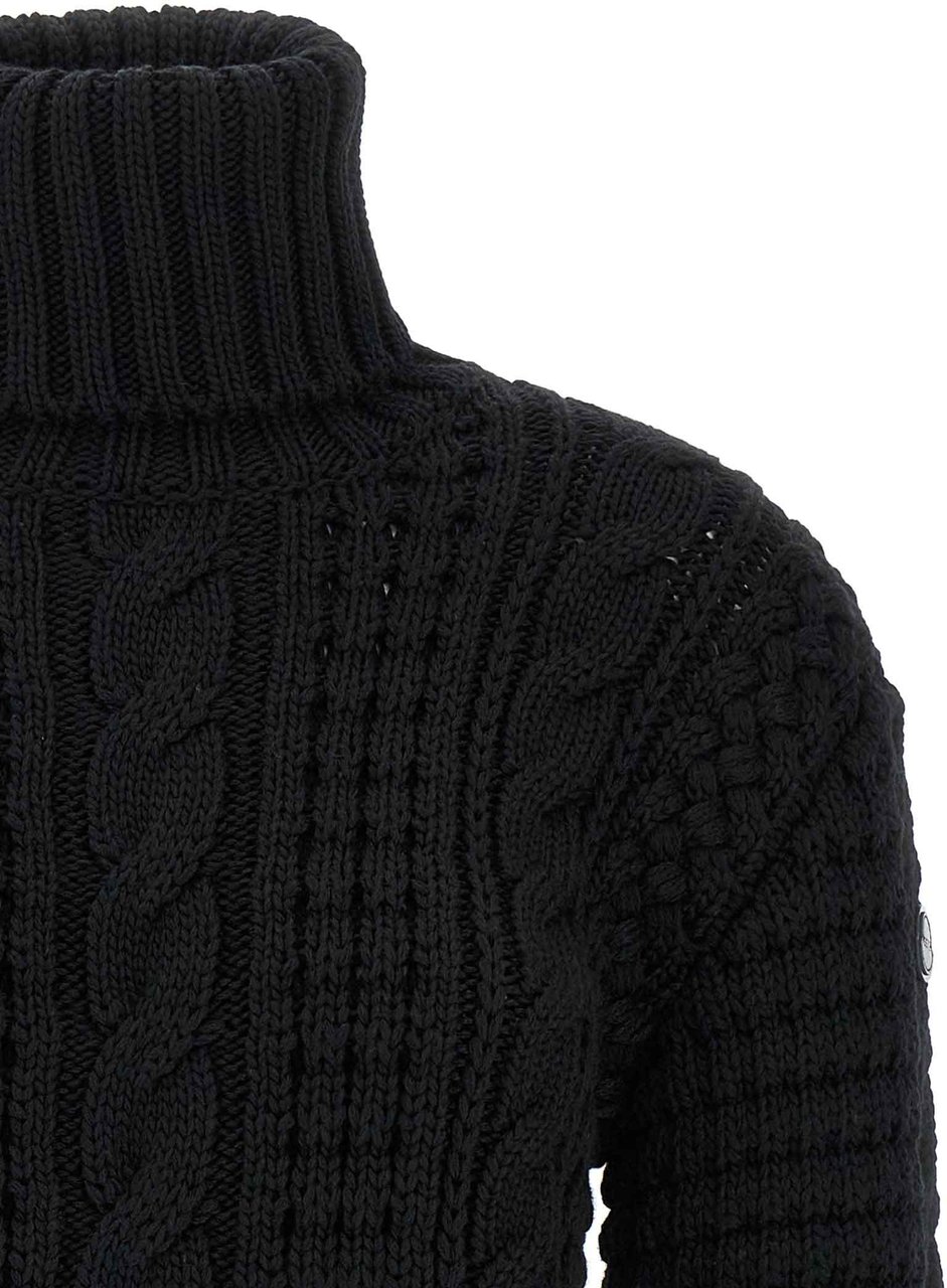 MONCLER GENIUS Black Virgin Wool Cardigan Zwart