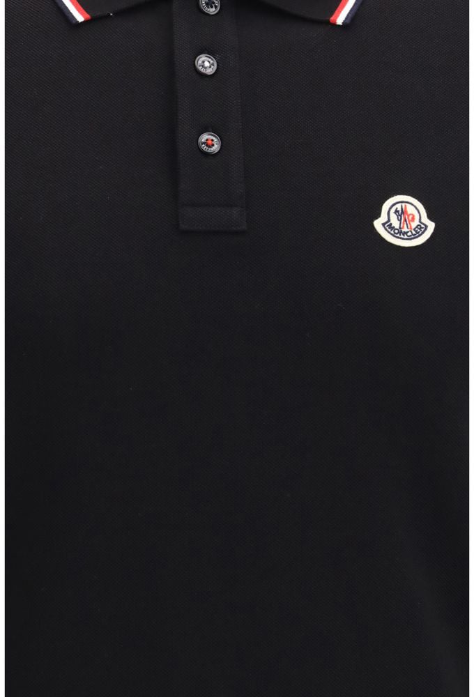 Moncler Black Cotton Polo Shirt Zwart