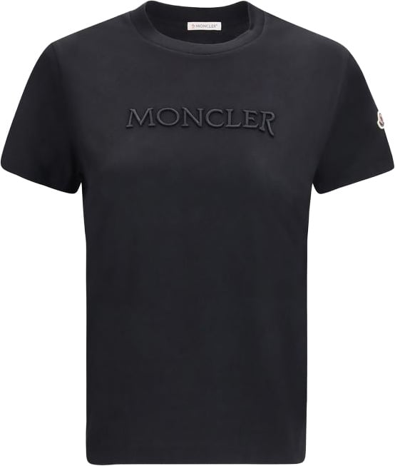 Moncler Black Cotton T-Shirt Zwart