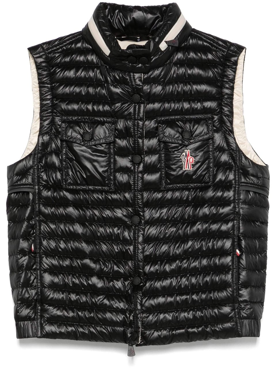 Moncler Black Gumiane Water-Repellent Quilted Vest Zwart