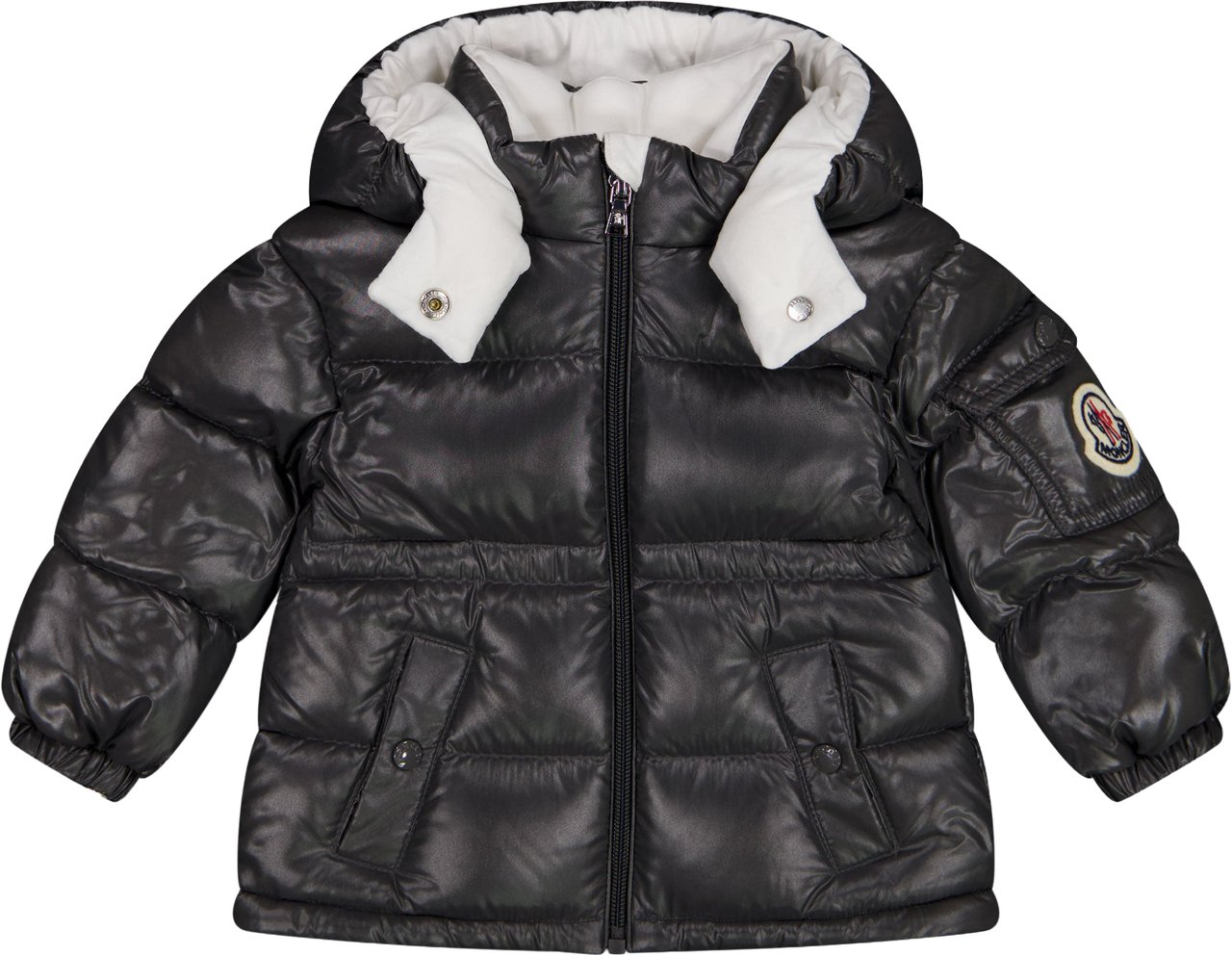 Moncler Maire Baby Meisjes Winterjas In Antraciet Zwart