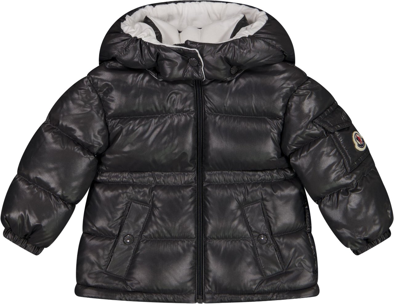 Moncler Maire Baby Meisjes Winterjas In Antraciet Zwart