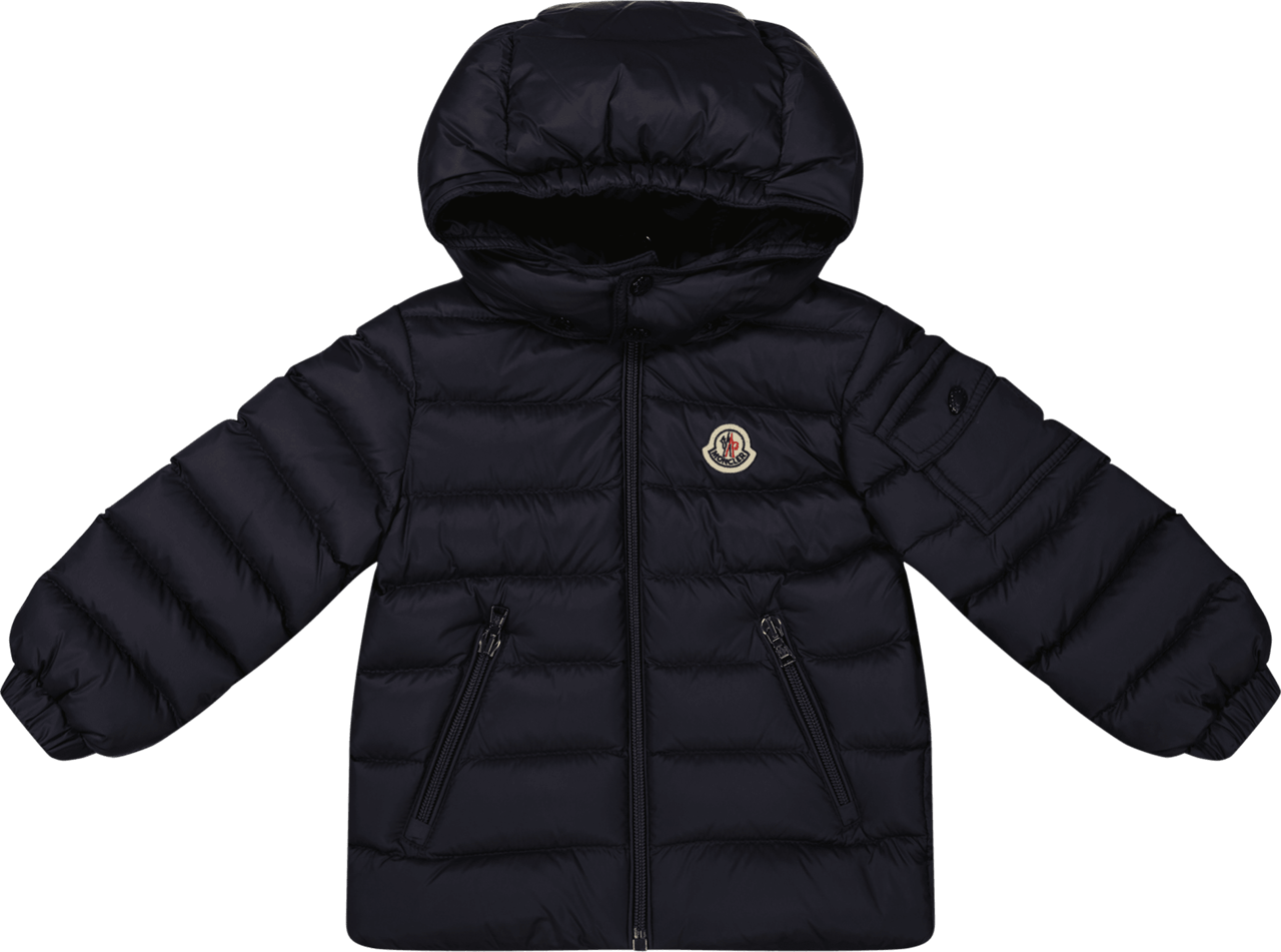 Moncler Moncler Baby Unisex Jas Navy Blauw