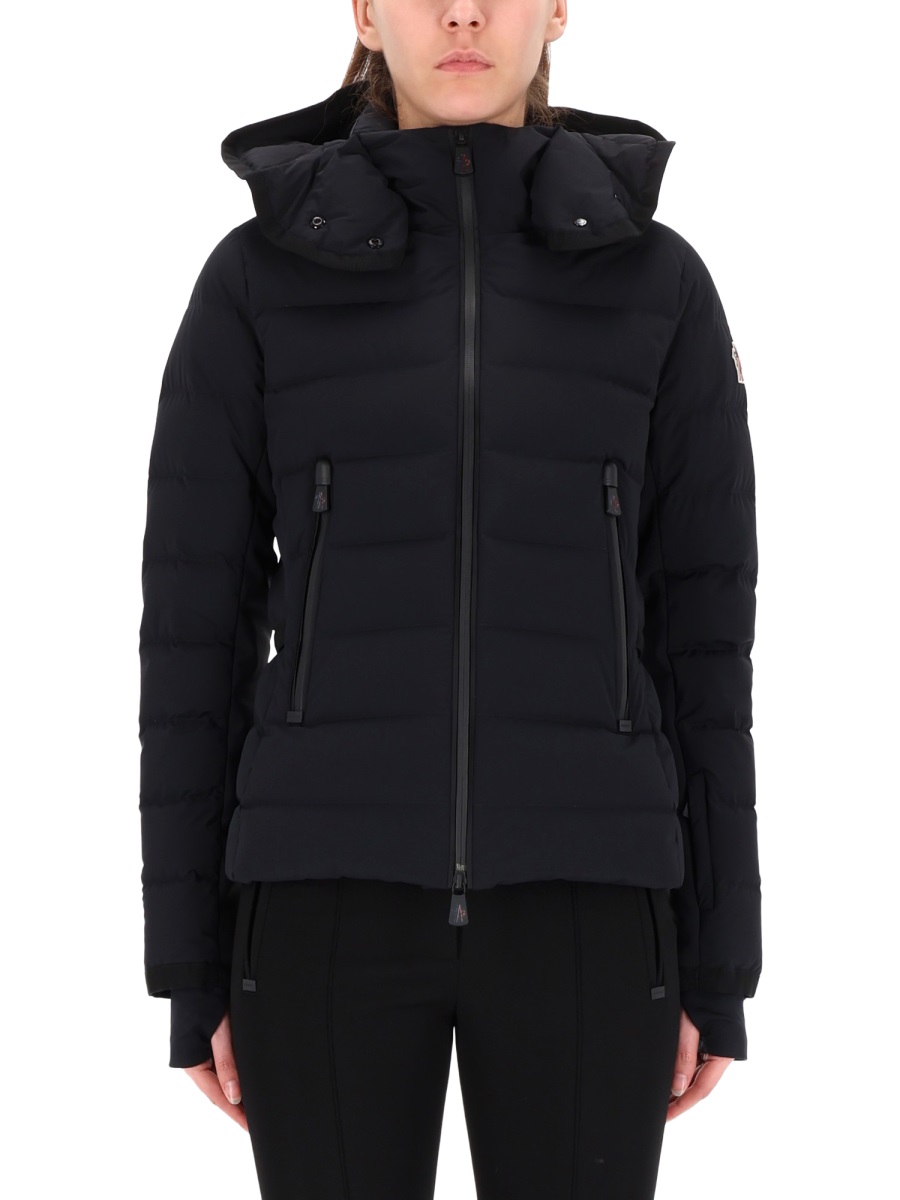 Moncler Quilted Slim-Fit Down Jacket with High Collar and Detachable Hood Zwart