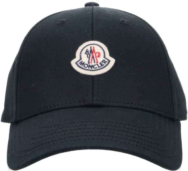 Moncler Black Curved Brim Curved Logo Cap Zwart