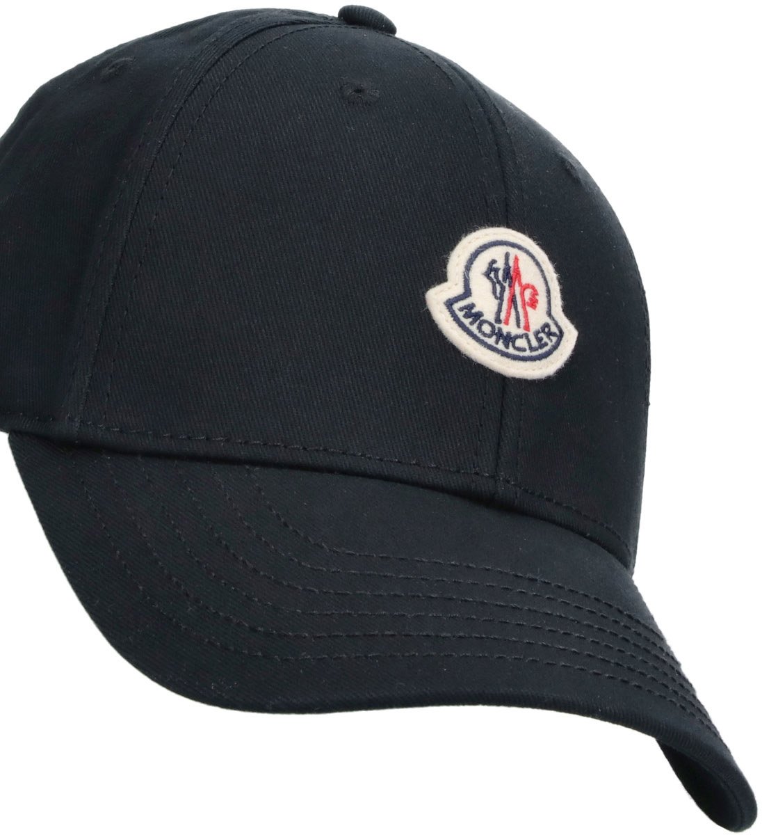 Moncler Black Curved Brim Curved Logo Cap Zwart