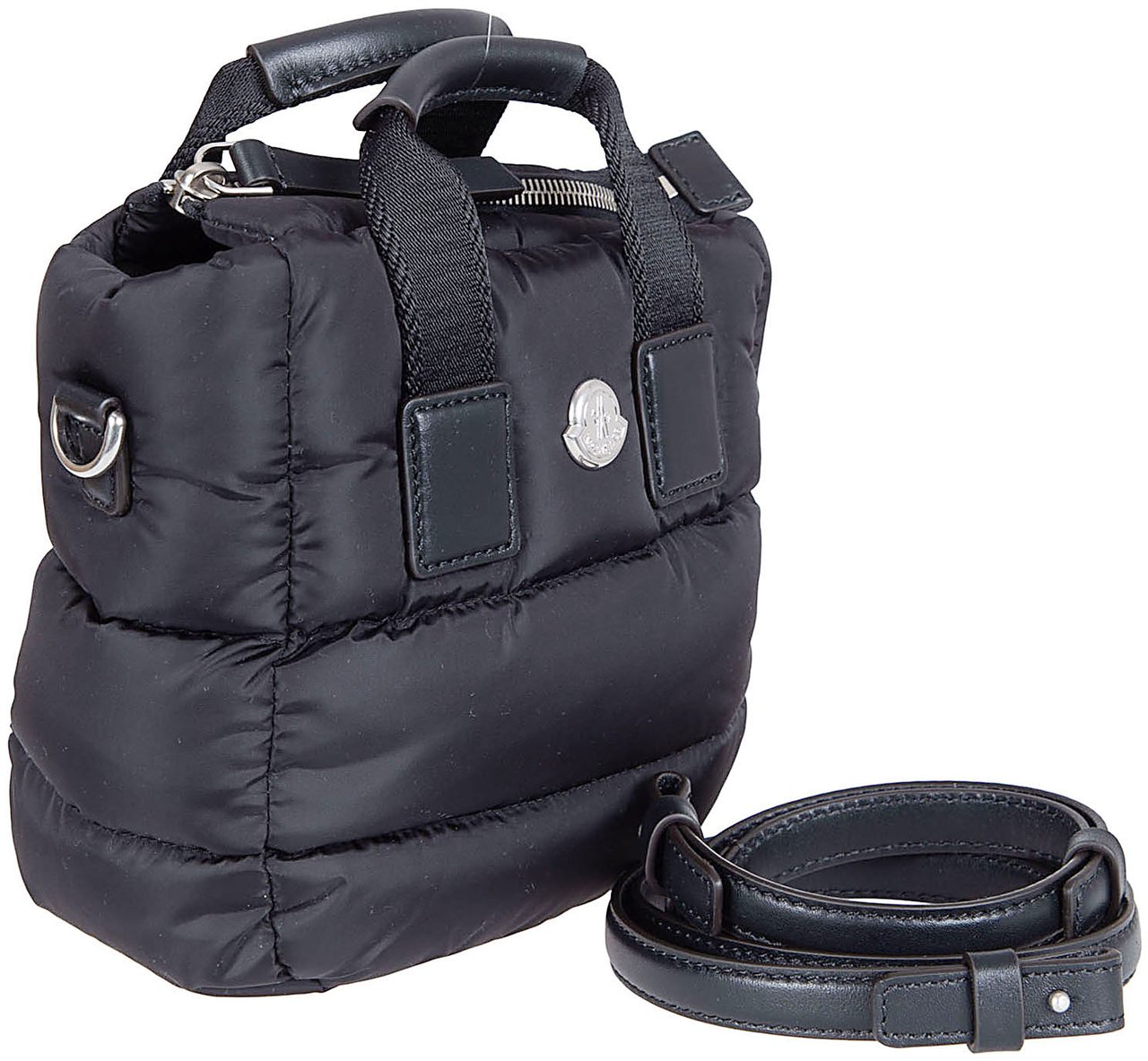 Moncler Quilted Padded Nylon Bag with Leather Accents Grijs