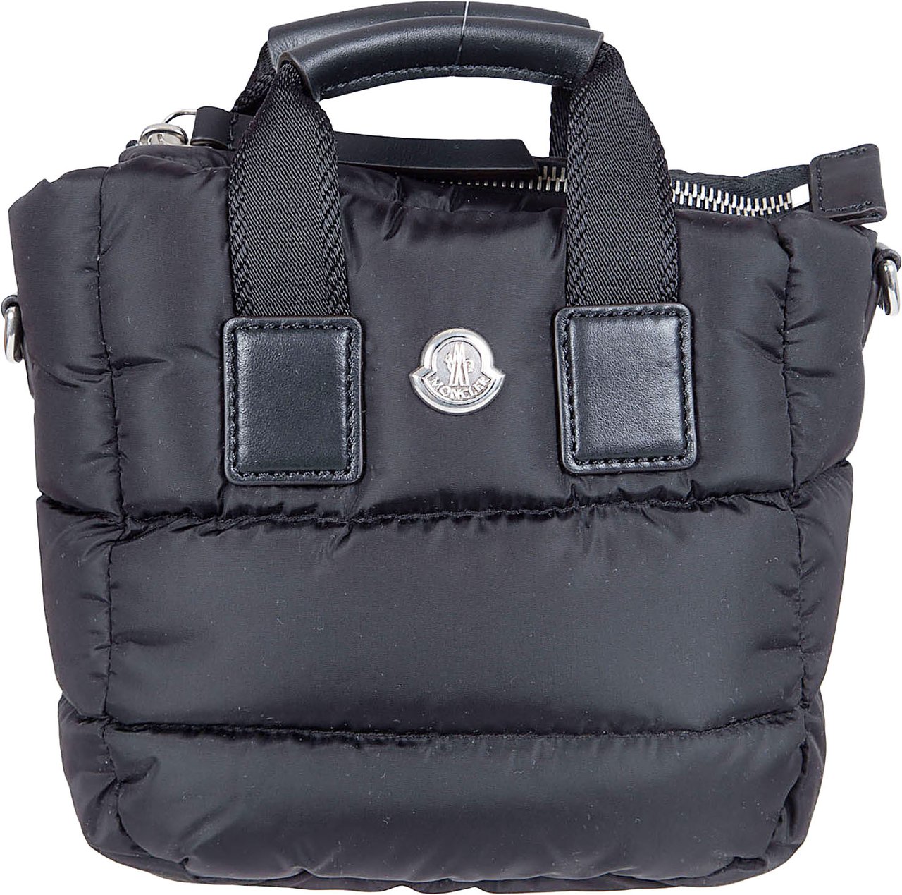 Moncler Quilted Padded Nylon Bag with Leather Accents Grijs