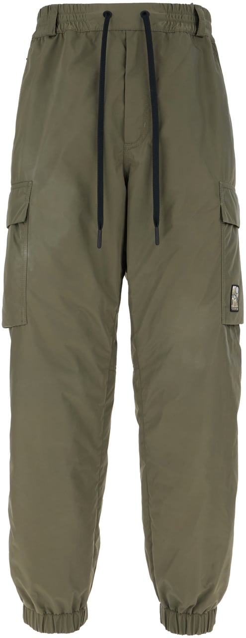 Moncler Moncler Grenoble Military green stretch polyester cargo pants Groen