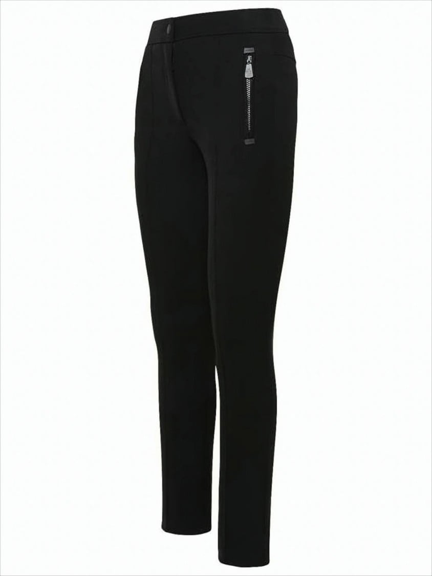 Moncler Slim Fit Pants With Logo Detail And Zippered Pockets Zwart