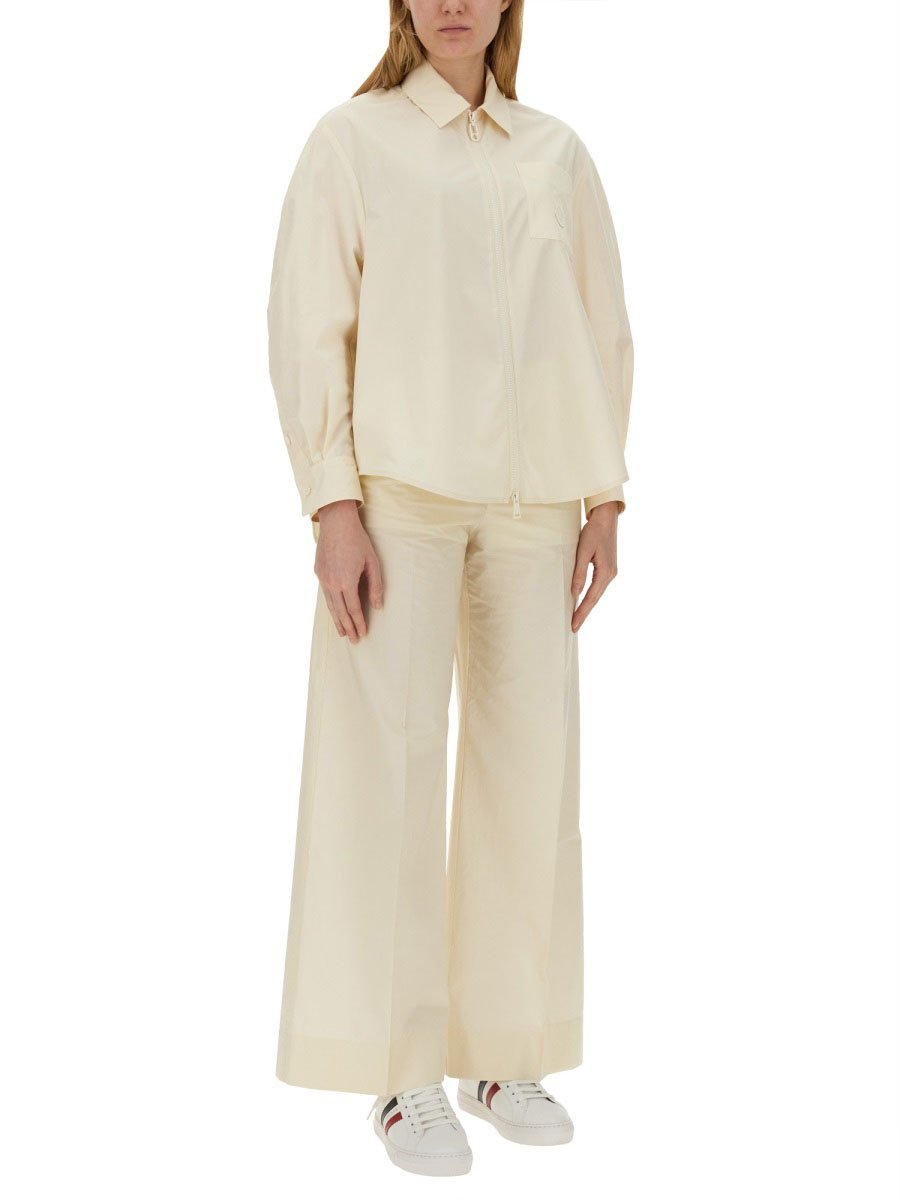 Moncler Cotton Poplin Pants with Straight Leg Silhouette Neutraal