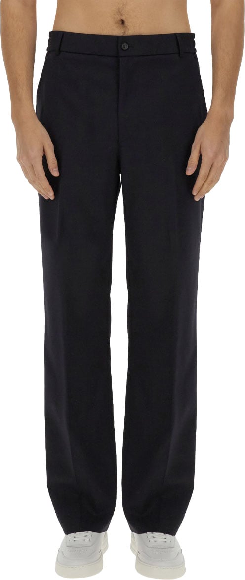 Moncler Classic Tailored Straight Leg Pants with Smooth Finish Zwart